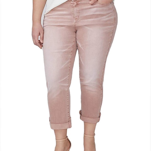 Lane Bryant Blush Pink Girlfriend Crop Jeans 22 - Picture 2 of 8